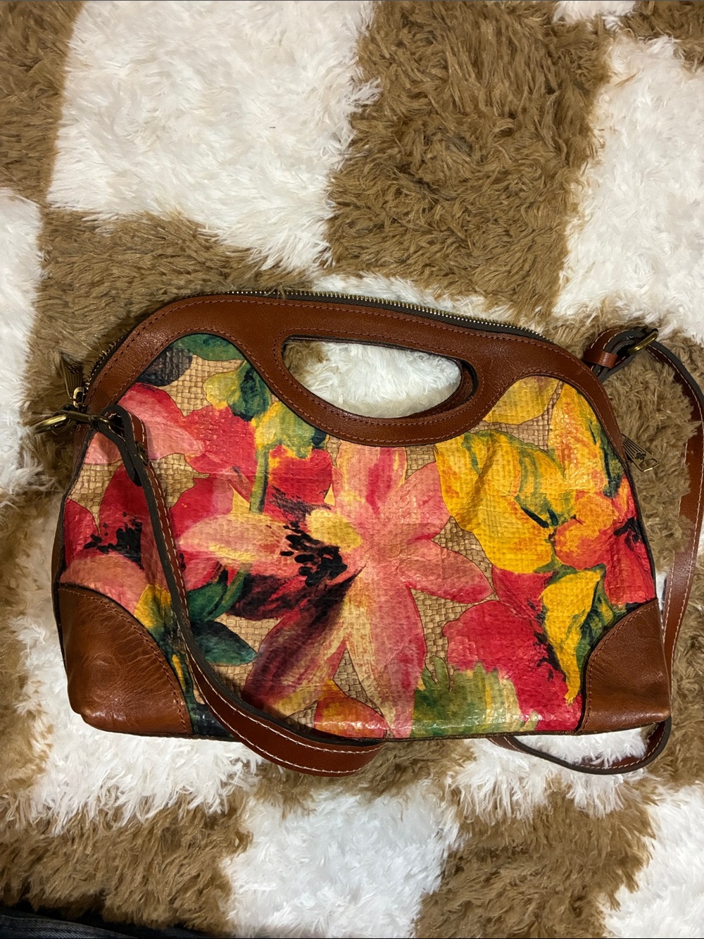 Patricia Nash Multicolor Floral Leather-Trim Shoulder Bag